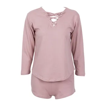New Women fashion sweatshirt set long sleeve v-neck lace up hollow out backless sexy pullover tops high waist shorts solid 2pcs
New Women fashion sweatshirt set long sleeve v-neck lace up hollow out backless sexy pullover tops high waist shorts solid 2pcs