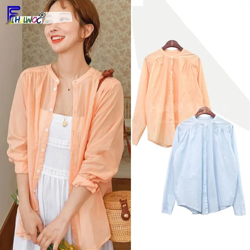 Loose Tops Woman Fashion Long Sleeve Korea Design Style Temperament Lady Blue Button Shirt Blouses Cotton Linen Clothes 8318
Loose Tops Woman Fashion Long Sleeve Korea Design Style Temperament Lady Blue Button Shirt Blouses Cotton Linen Clothes 8318