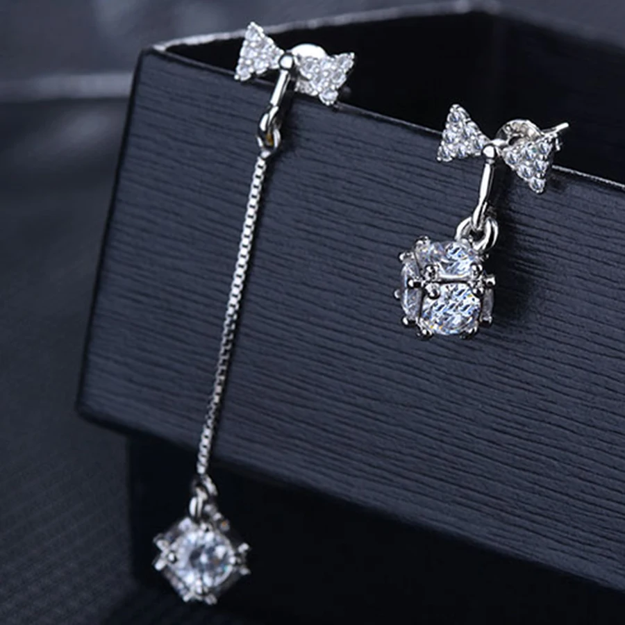 925 Sterling Silver Cute Bow-knot Earring Girl AAAAA Cubic Zirconia Asymmetry Design Prevent Allergy Women Stud Earrings Jewelry
925 Sterling Silver Cute Bow-knot Earring Girl AAAAA Cubic Zirconia Asymmetry Design Prevent Allergy Women Stud Earrings Jewelry