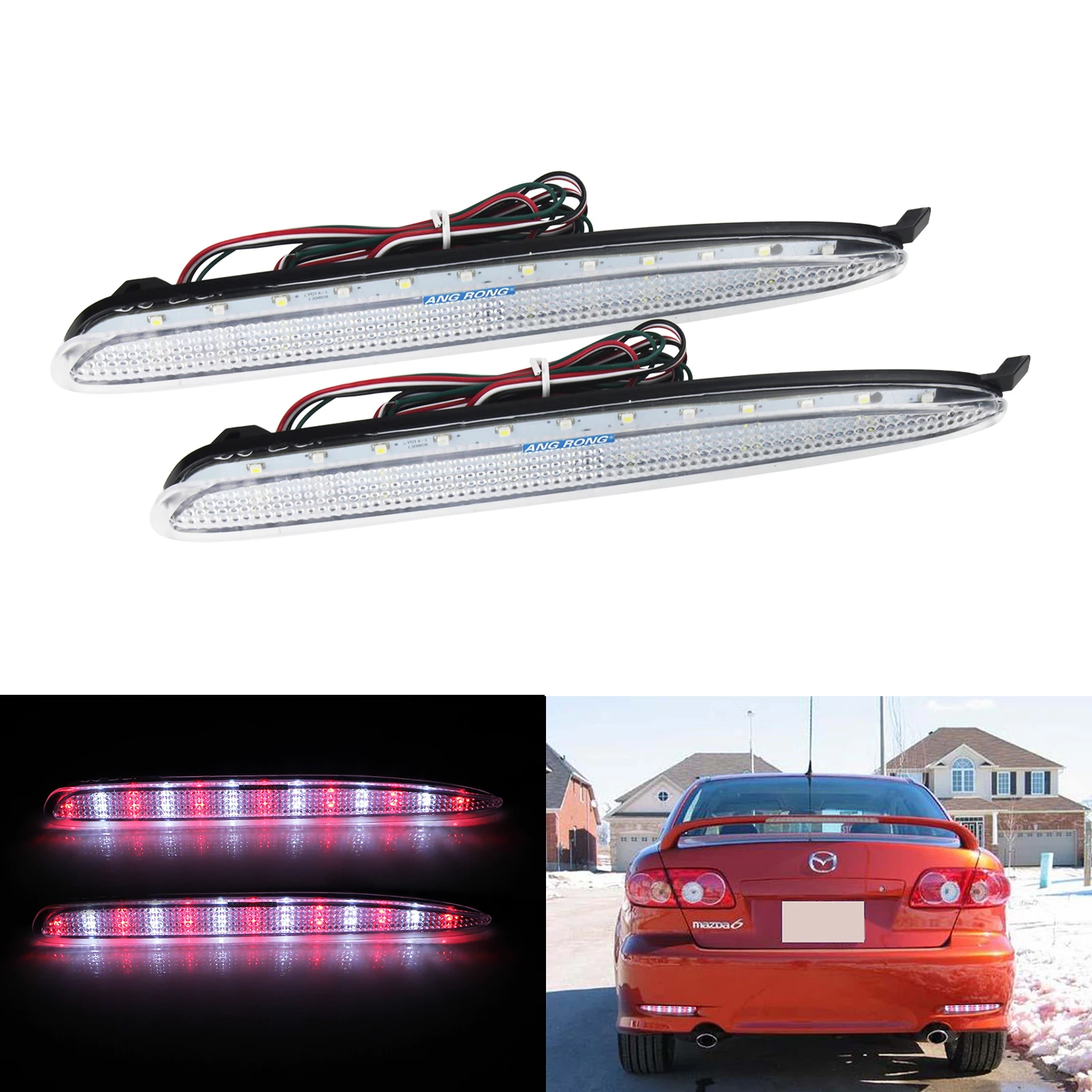 ANGRONG LED Rear Bumper Reflector Reverse Stop Brake Light Lamp For Mazda6 Mazdaspeed6 Red
ANGRONG LED Rear Bumper Reflector Reverse Stop Brake Light Lamp For Mazda6 Mazdaspeed6 Red