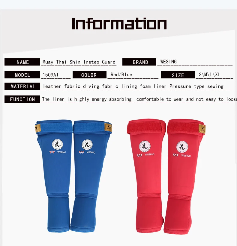 Wesing muay thai shin guards IFMA approved shin pad blue red colors 