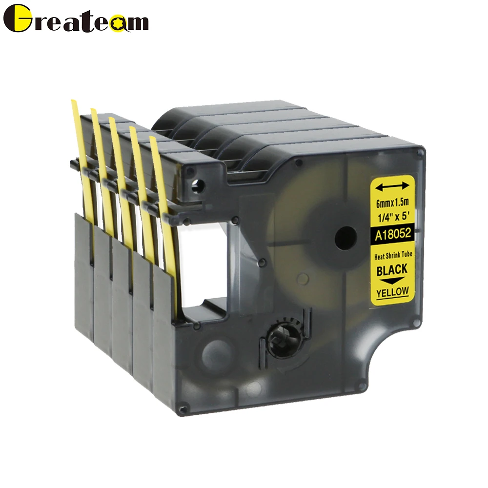 Greateam 5pcs/lot 18052 Dymo Rhino Heat-Shrink Tube Label Compatible for Dymo Rhino 5000 Label Maker, Black on Yellow 6mm
Greateam 5pcs/lot 18052 Dymo Rhino Heat-Shrink Tube Label Compatible for Dymo Rhino 5000 Label Maker, Black on Yellow 6mm