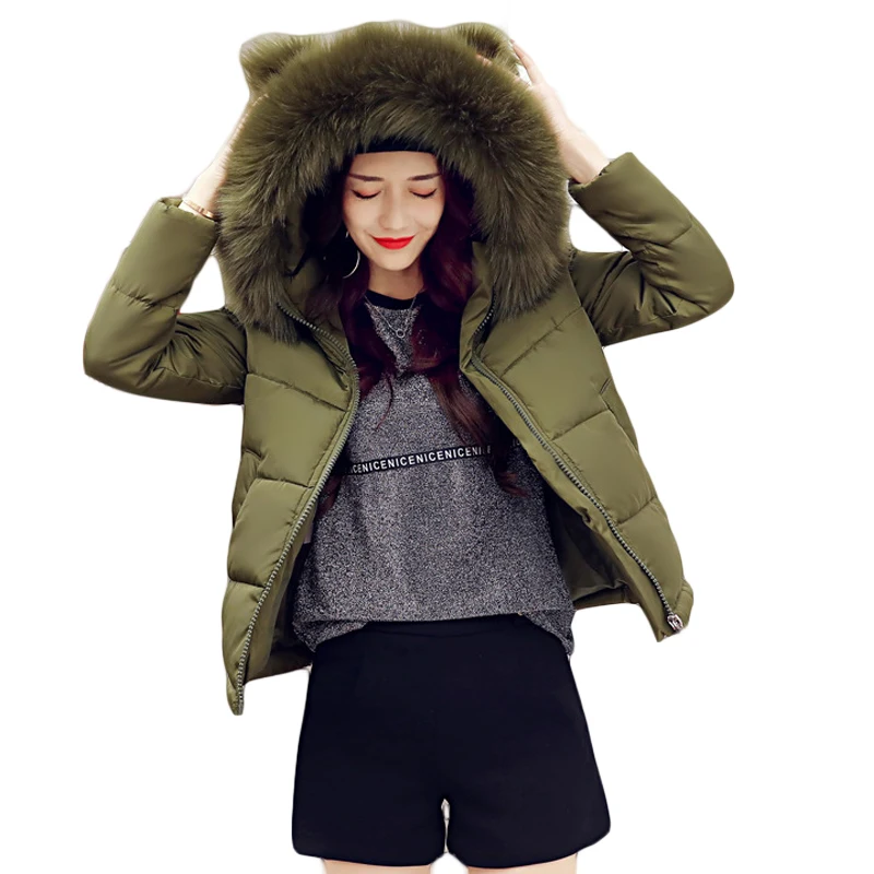 Women Winter Jacket 2019 Girls Cute Short Cocoon Coat Female Warm Ear Large Fur Hooded Thick Padded Jacket Outwear Parkas D046
Women Winter Jacket 2019 Girls Cute Short Cocoon Coat Female Warm Ear Large Fur Hooded Thick Padded Jacket Outwear Parkas D046
