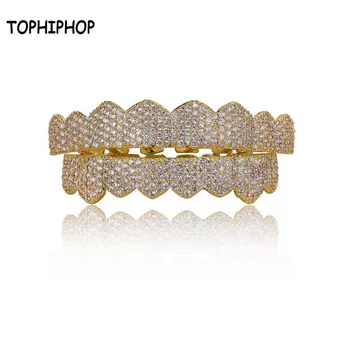 TOPHIPHOP custom Fit Gold Silver Color Hip Hop Teeth Grillz Micro Pave Zircon Top & Bottom Teeth Grills Set
TOPHIPHOP custom Fit Gold Silver Color Hip Hop Teeth Grillz Micro Pave Zircon Top & Bottom Teeth Grills Set