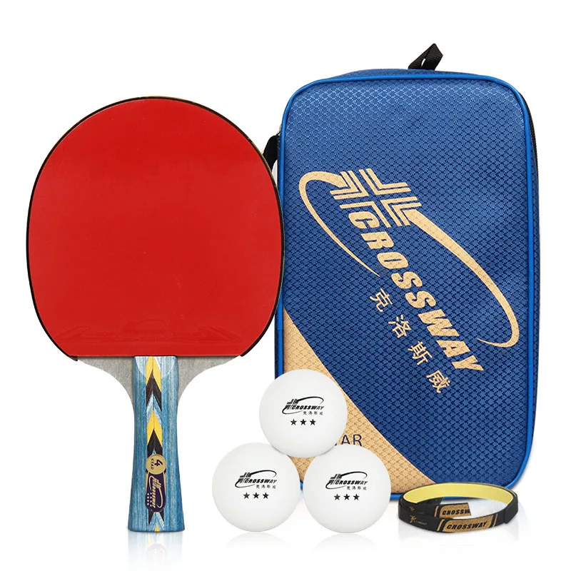 Фото Crossway Professional 4-Star Table Tennis Racket + Case Ball Horizontal Grip Pimples-in Rubber Ping Pong Blades | Спорт и