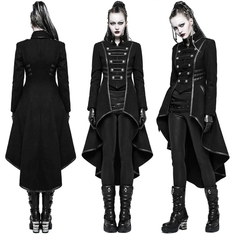 Gothic Military Jacket Tailcoat Womens Steampunk Uniform Vintage High Low Hem Trench Swallowtail Coat Fishtail For Adult 3XL
Gothic Military Jacket Tailcoat Womens Steampunk Uniform Vintage High Low Hem Trench Swallowtail Coat Fishtail For Adult 3XL