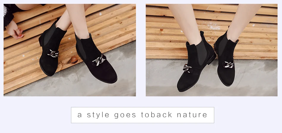 Donna-in kid suede ankle boots fashion metallic chains genuine leather women boots 1608-N5 (1-1) (3)