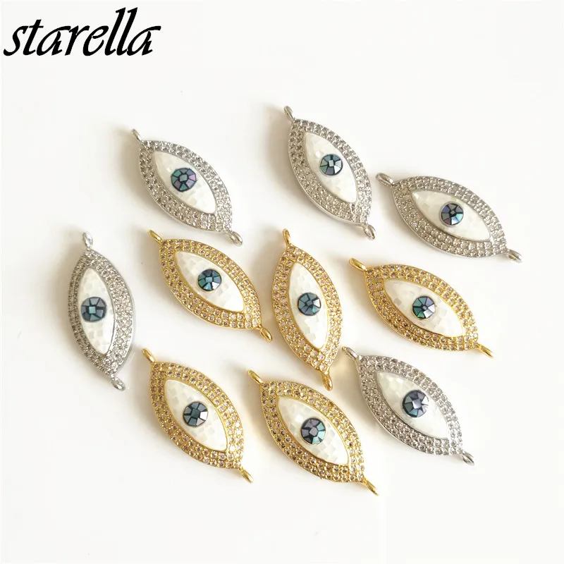 Starella Micro Pave CZ Connector Natural White Abalone Shell Marquise Evil Eye Charm for Bracelet Making Accesorios Joyeria
Starella Micro Pave CZ Connector Natural White Abalone Shell Marquise Evil Eye Charm for Bracelet Making Accesorios Joyeria