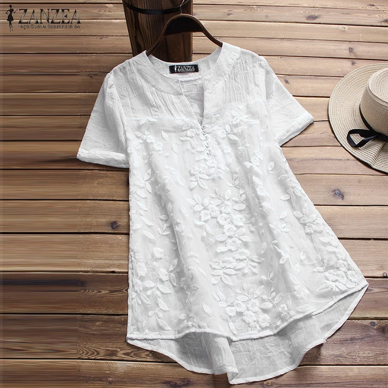 2019 Plus Size ZANZEA Summer Casual Women Solid V Neck Short Sleeve Embroidery Floral Loose Irregular Party Blouse Shirts Tops
2019 Plus Size ZANZEA Summer Casual Women Solid V Neck Short Sleeve Embroidery Floral Loose Irregular Party Blouse Shirts Tops