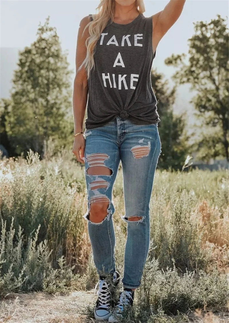 Tank Tops Women Summer Take A Hike Letter Print O-Neck Tank 2018 Female Sleeveless Casual t shirt Dark Grey Ladies Tops Tee
Tank Tops Women Summer Take A Hike Letter Print O-Neck Tank 2018 Female Sleeveless Casual t shirt Dark Grey Ladies Tops Tee