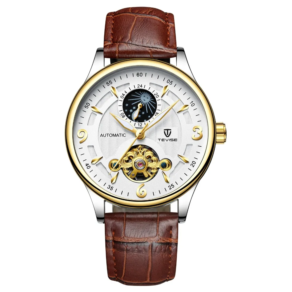 TEVISE Luxury Waterproof Automatic Men Mechanical Watch Moon Phase Luminous Self-Winding Man Casual Wristwatch Leather 820B
TEVISE Luxury Waterproof Automatic Men Mechanical Watch Moon Phase Luminous Self-Winding Man Casual Wristwatch Leather 820B