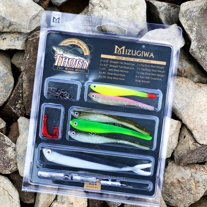 Drop Shot 21 Kit Inc Soft Shad Minnow Bait Hook Drop Shot Weight Snap Swivels For Bass Perch Walley Fishing Snaps Para Pesca
Drop Shot 21 Kit Inc Soft Shad Minnow Bait Hook Drop Shot Weight Snap Swivels For Bass Perch Walley Fishing Snaps Para Pesca