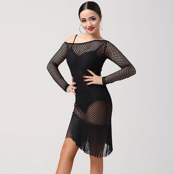 

2018 New Latin Dance Costumes For Women Hollow tassel Stage Sexy Dress Cha Cha/Rumba/Samba/Paso Doble/Salsa Dancewear DQ13043