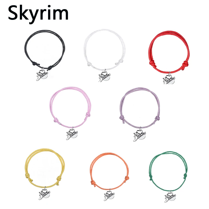 Skyrim 10pcs/lot With I V Dance Words Charm Fashion Wax Cord Adjustable Bracelete Eight Colors Choices Of High Quality For Gifts
Skyrim 10pcs/lot With I V Dance Words Charm Fashion Wax Cord Adjustable Bracelete Eight Colors Choices Of High Quality For Gifts