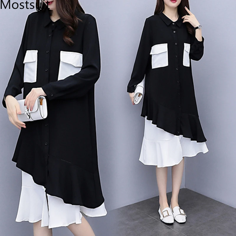 L-4xl Black Mori Girl Dress Women Plus Size Spring Autumn Pockets Ruffles Patchwork Dresses Vintage Lazy Style Loose Vestidos
L-4xl Black Mori Girl Dress Women Plus Size Spring Autumn Pockets Ruffles Patchwork Dresses Vintage Lazy Style Loose Vestidos