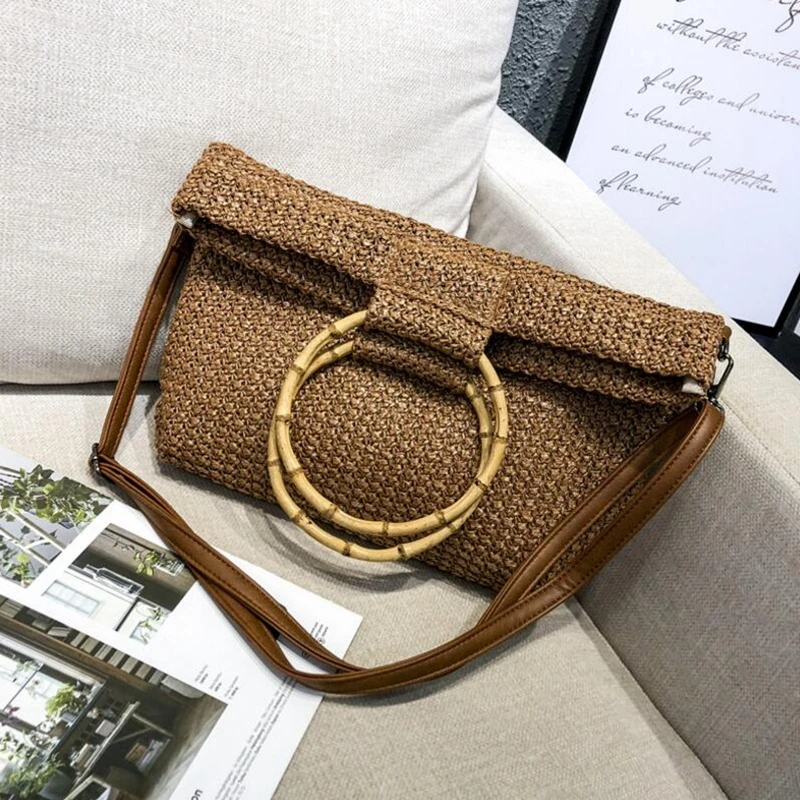 Knitting Female Shoulder Bag Bamboo Handle Straw Women Handbag Shopping Woven Straw Beach Bags Lady Composite Bag bolsa F278
Knitting Female Shoulder Bag Bamboo Handle Straw Women Handbag Shopping Woven Straw Beach Bags Lady Composite Bag bolsa F278