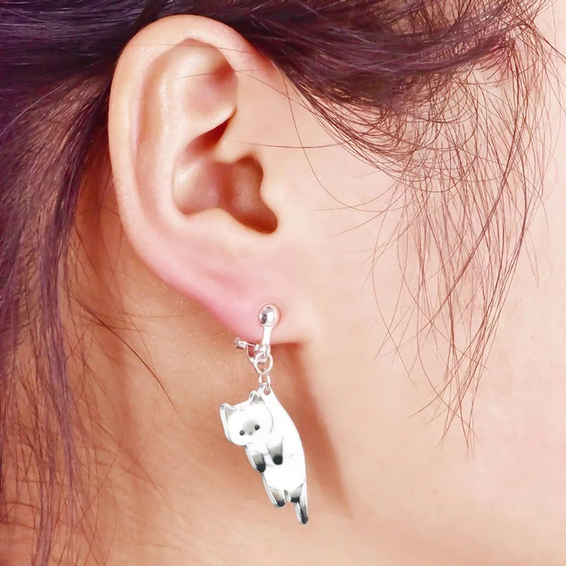 1PCS Elegant Pretty Cute Cat Pendant Clip Earrings for Women Girl Lovely Pet Black White Drop Ear Cuff Earrings
1PCS Elegant Pretty Cute Cat Pendant Clip Earrings for Women Girl Lovely Pet Black White Drop Ear Cuff Earrings