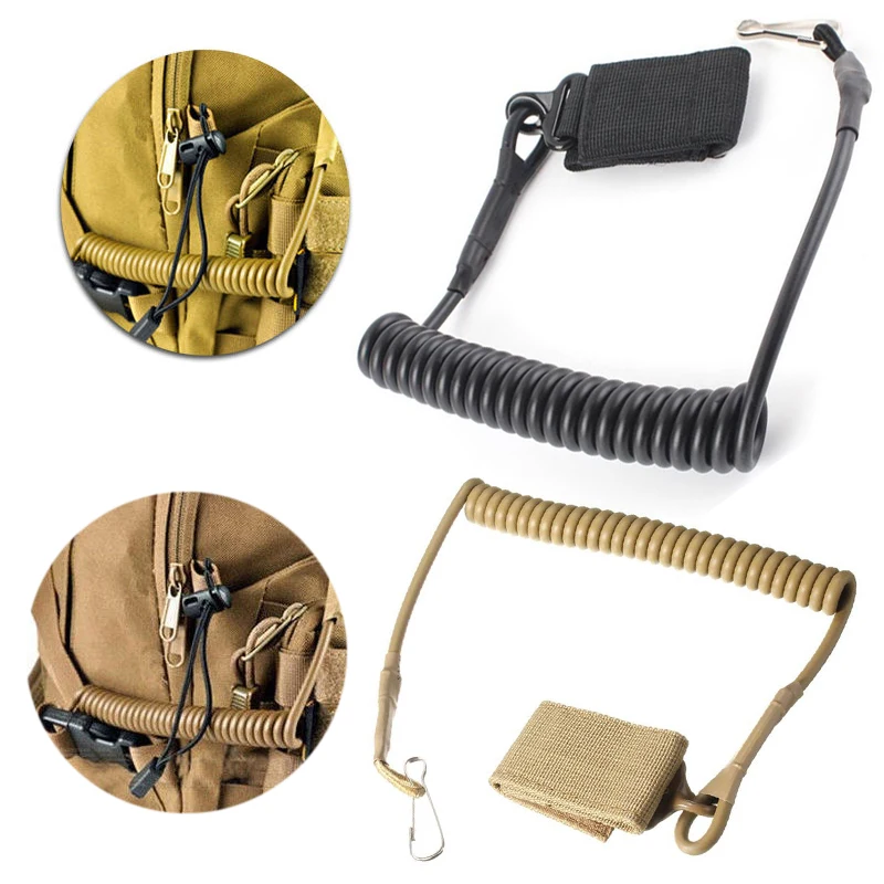 

shooting hunt military Molle backpack elastic belt tool strap rope lanyard gun pistol bag spring Airsoft coil sling handgun