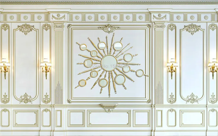 Description Picture 5 of itemCustom Any Size 3D Mural Wallpaper European Style 3D Stereo Square Frame Photo Wall Painting Living Room Hotel Wall Paper