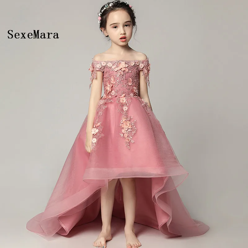 Real Picture Pink Off Shoulder Flower Girls Dresses for Wedding Short Sleeve High Low Dress Girls Birthday Pageant Party Gown
Real Picture Pink Off Shoulder Flower Girls Dresses for Wedding Short Sleeve High Low Dress Girls Birthday Pageant Party Gown