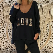New Fashion Leopard Letter Printed blouse shirts Womens LOVE V Neck Tops Casual Loose Long Sleeved Pullover Sport Shirts
New Fashion Leopard Letter Printed blouse shirts Womens LOVE V Neck Tops Casual Loose Long Sleeved Pullover Sport Shirts