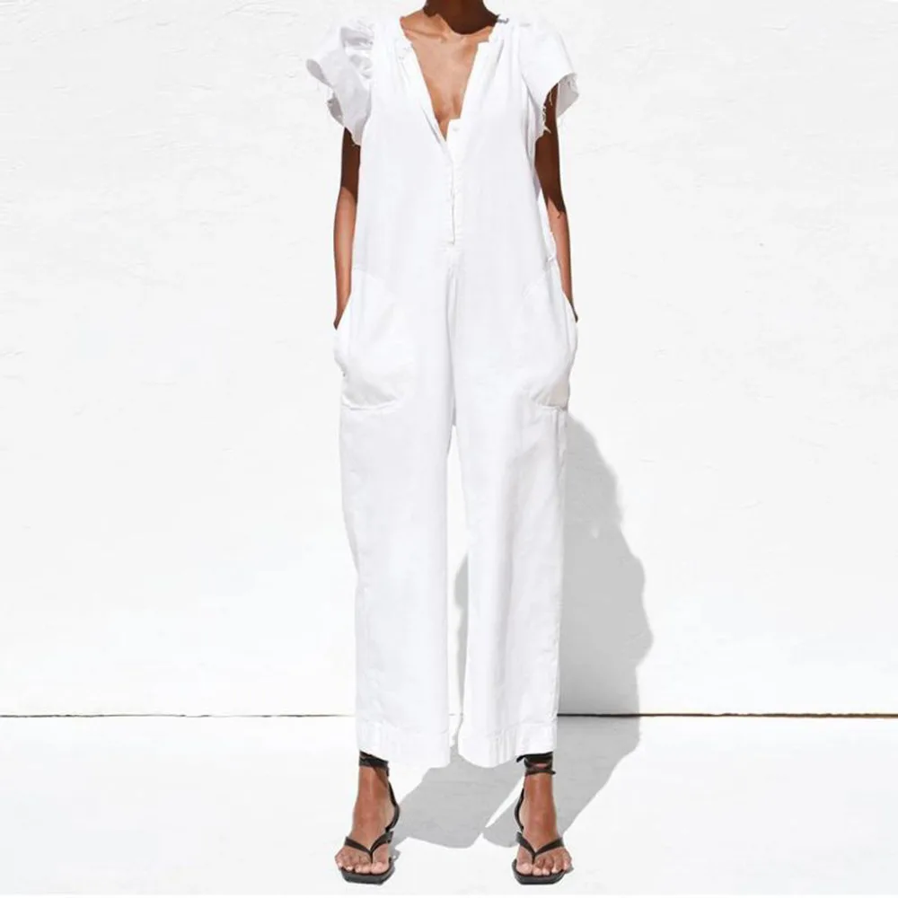 White Jumpsuit Elegant for Women Cotton And Linen Sleeveless V-Neck Short Flare Sleeve Summer Ladies Jumpsuit salopette 4FM
White Jumpsuit Elegant for Women Cotton And Linen Sleeveless V-Neck Short Flare Sleeve Summer Ladies Jumpsuit salopette 4FM