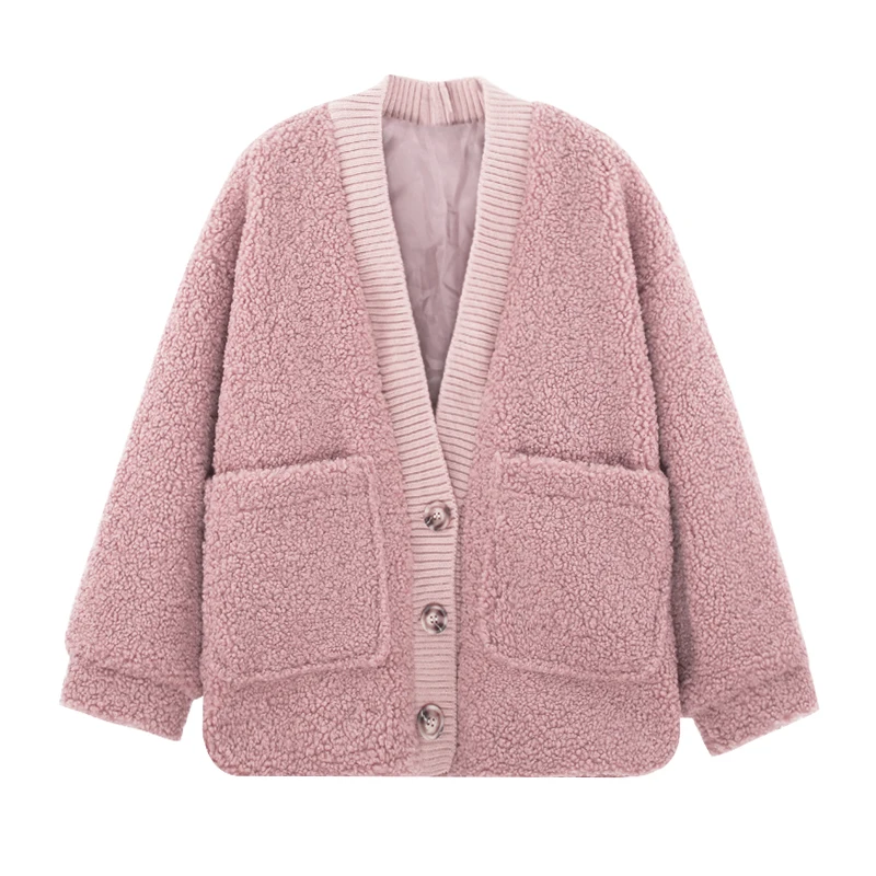 PERHAPS U Women faux lambswool oversize teddy jacket coat pocket winter warm jacket autumn outerwear pink khaki button C0040
PERHAPS U Women faux lambswool oversize teddy jacket coat pocket winter warm jacket autumn outerwear pink khaki button C0040