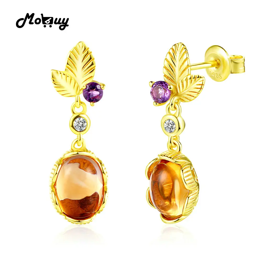 MoBuy MBEI007 Leaf Natrual Gemstone Citrine & Amethyst Drop/Dangle Earrings 925 Sterling Silver 14K Yellow Gold Plated For Women
MoBuy MBEI007 Leaf Natrual Gemstone Citrine & Amethyst Drop/Dangle Earrings 925 Sterling Silver 14K Yellow Gold Plated For Women