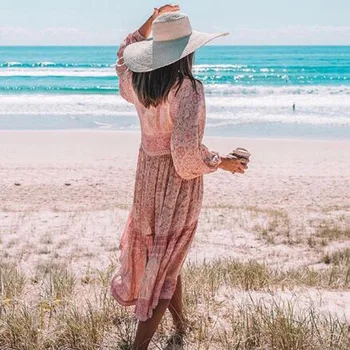 Boho Long Sleeve V Neck Ruffles Dresses Floral Pink Midi Dress Women Clothes Summer Spring 2019 Beach Party Dress Sundress
Boho Long Sleeve V Neck Ruffles Dresses Floral Pink Midi Dress Women Clothes Summer Spring 2019 Beach Party Dress Sundress