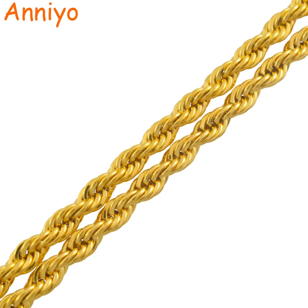 Anniyo Length 60cm Width 3mm Twisted Chain Necklaces for Women Gold Color Jewelry Trendy Metal Chains
Anniyo Length 60cm Width 3mm Twisted Chain Necklaces for Women Gold Color Jewelry Trendy Metal Chains
