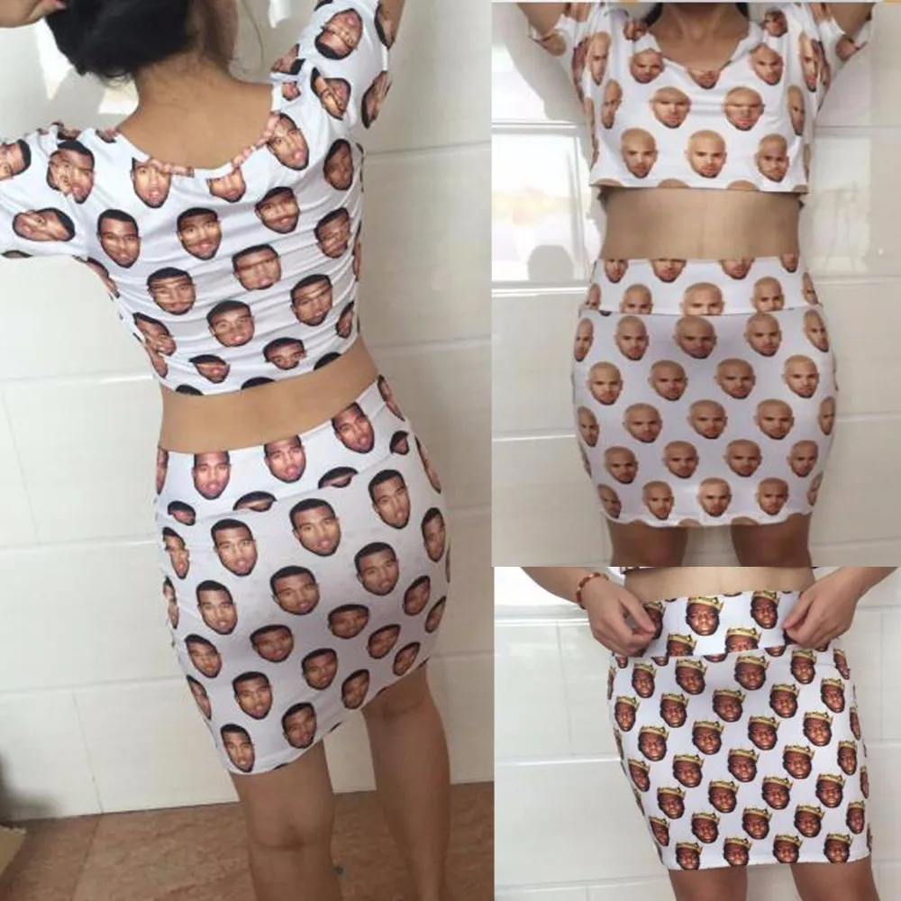 Tupac 2pac Kanye West Chris Brown Biggie B.I.G Face Print Crop Top + High Waist Pencil Skirts,Women Bandage Skirt Set 2 Piece
Tupac 2pac Kanye West Chris Brown Biggie B.I.G Face Print Crop Top + High Waist Pencil Skirts,Women Bandage Skirt Set 2 Piece