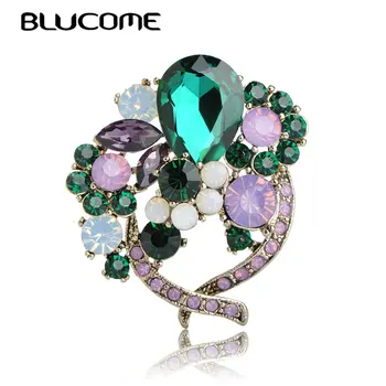 Blucome Vintage Green Water Drop Crystals Flower Shape Brooches Women Lady Party Dress Suit Hat Accessories Gold Color Brooch
Blucome Vintage Green Water Drop Crystals Flower Shape Brooches Women Lady Party Dress Suit Hat Accessories Gold Color Brooch