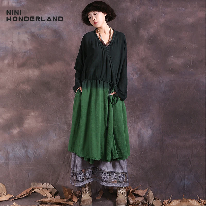 NINI WONDERLAND 2019 Spring Autumn Gradient Color Cotton Linen V-neck Long-sleeved Women Trench Coat Fashion Cardigan Overcoat
NINI WONDERLAND 2019 Spring Autumn Gradient Color Cotton Linen V-neck Long-sleeved Women Trench Coat Fashion Cardigan Overcoat