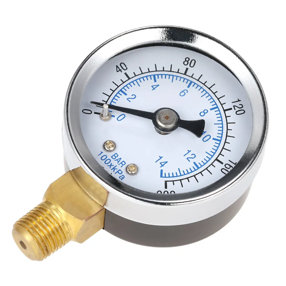 

2018 NEW 40mm 0~200psi 0~14bar Pool Filter Water Pressure Dial Hydraulic Pressure Gauge Meter Manometer 1/8" NPT Thread HOT