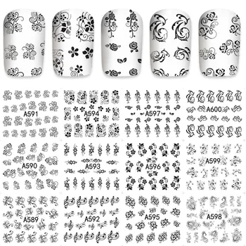 12 sheets water decal nail art decorations nail sticker tattoo full Cover black flowers Decals manicure supplies A589-600
12 sheets water decal nail art decorations nail sticker tattoo full Cover black flowers Decals manicure supplies A589-600