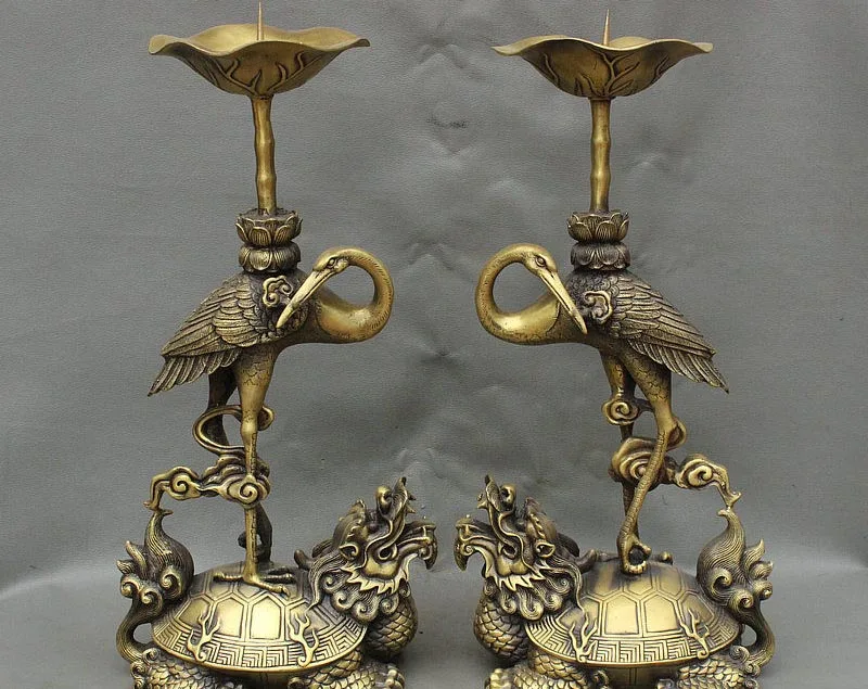 18" China Pure Bronze Dragon Turtle Crane Statue Candlestick Candle Holder Pair
18" China Pure Bronze Dragon Turtle Crane Statue Candlestick Candle Holder Pair