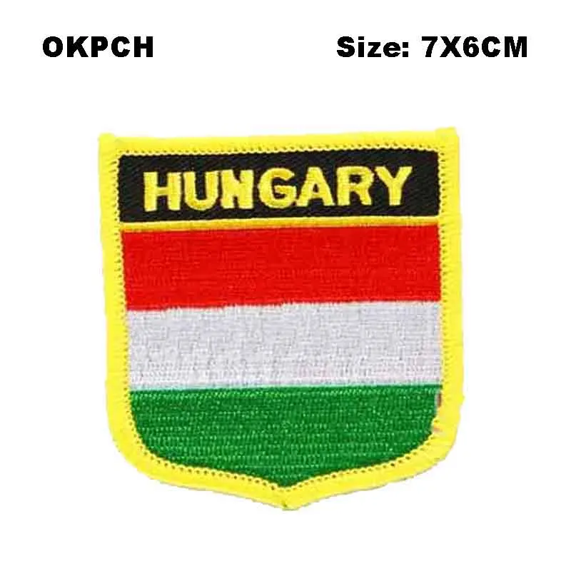Hungary Flag Shield Shape Iron-on Flag Patch Embroidered Saw on Badges Patches for Clothing PT0194-S
Hungary Flag Shield Shape Iron-on Flag Patch Embroidered Saw on Badges Patches for Clothing PT0194-S