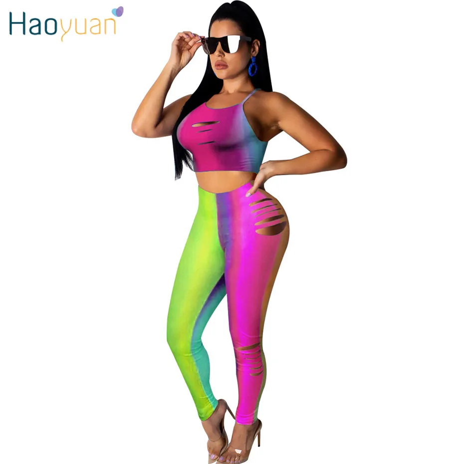 HAOYUAN Gradient 2 Piece Set Women Summer Clothes Crop Top and Bodycon Pant Sweat Suit Sexy Two Piece Club Outfits Matching Sets
HAOYUAN Gradient 2 Piece Set Women Summer Clothes Crop Top and Bodycon Pant Sweat Suit Sexy Two Piece Club Outfits Matching Sets