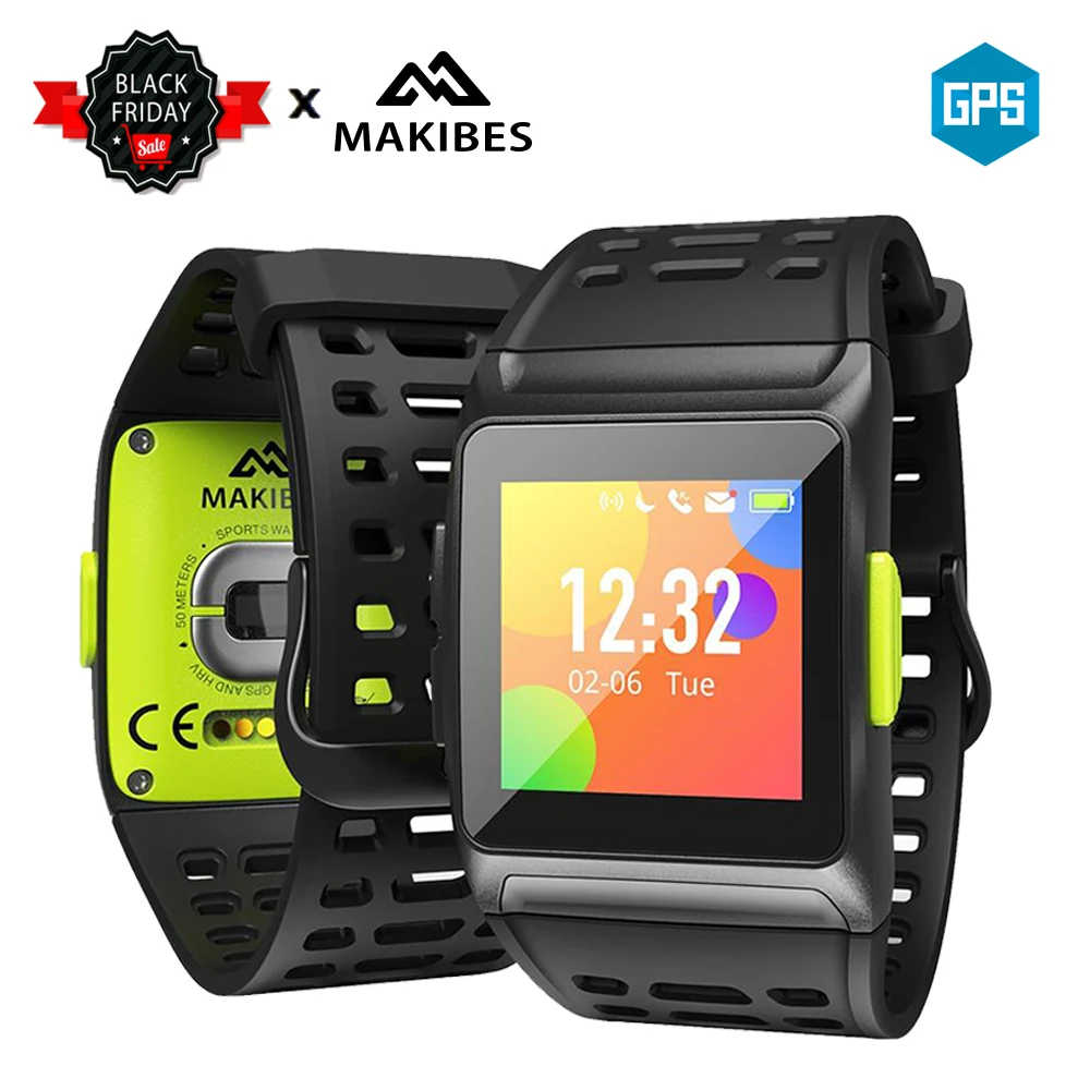 

In Stock Makibes BR1 GPS Strava Multisport Smart Watch Heart Rate Fitness Wristband IP67 Color display Bracelet for Android iOS