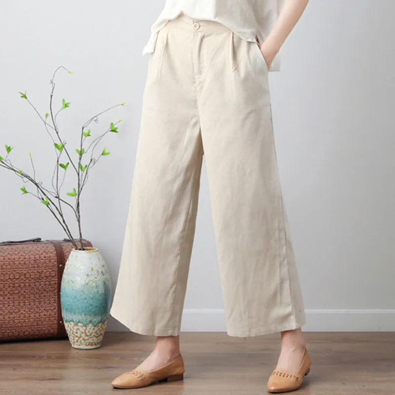#0711 Plus Size Pants 4XL Casual Cotton Linen Wide Leg Pants Women Ankle-length Loose Vintage Trousers Women Summer White Pink
#0711 Plus Size Pants 4XL Casual Cotton Linen Wide Leg Pants Women Ankle-length Loose Vintage Trousers Women Summer White Pink
