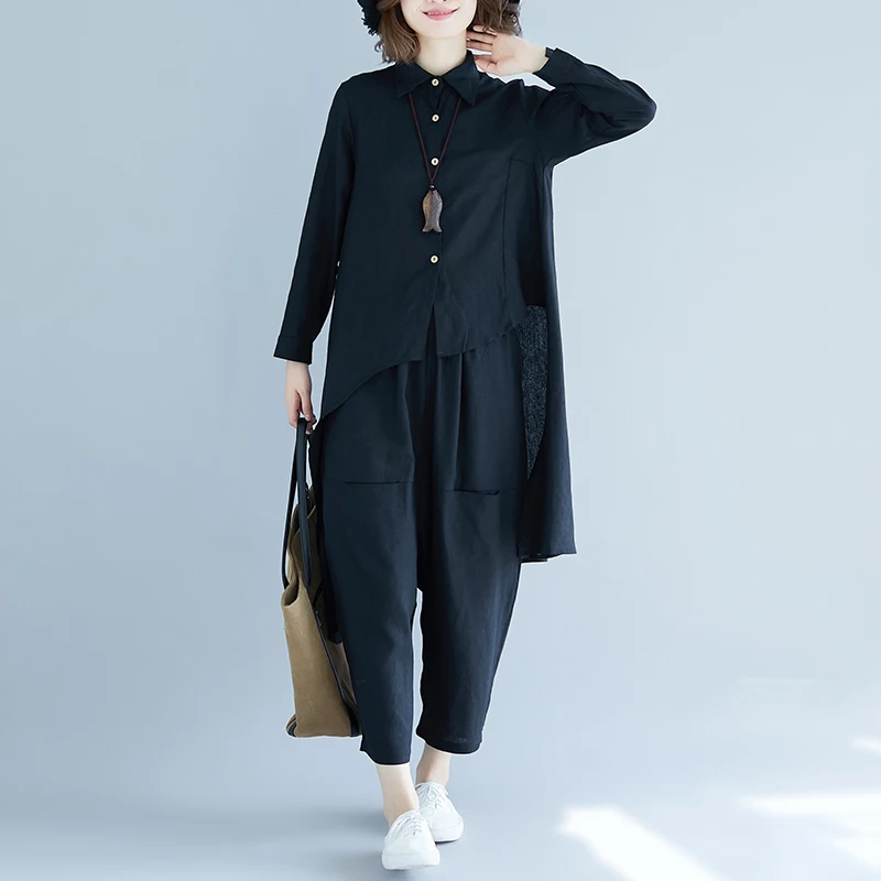 irregular women 2 pieces pant suits 2019 spring new cotton and linen loose long outwear coat and wide leg pant sets
irregular women 2 pieces pant suits 2019 spring new cotton and linen loose long outwear coat and wide leg pant sets