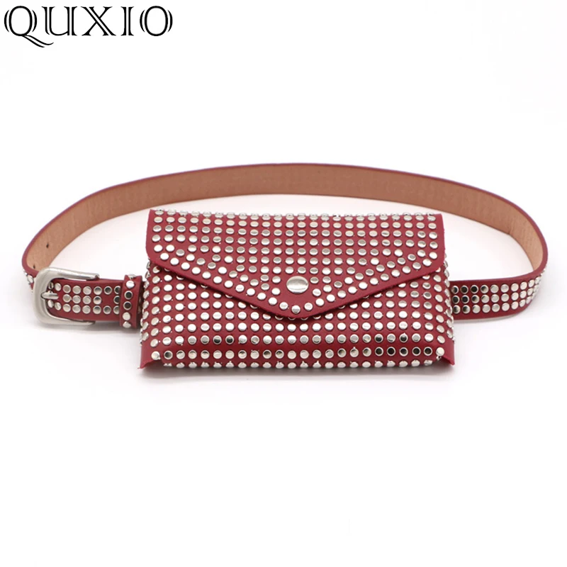 Punk Style Rivets Women Waist Pack Luxury Designer Fanny Pack For Phone Pouch Fashion Mini Belt Bag Purse Lady Sling Bags QKF01
Punk Style Rivets Women Waist Pack Luxury Designer Fanny Pack For Phone Pouch Fashion Mini Belt Bag Purse Lady Sling Bags QKF01