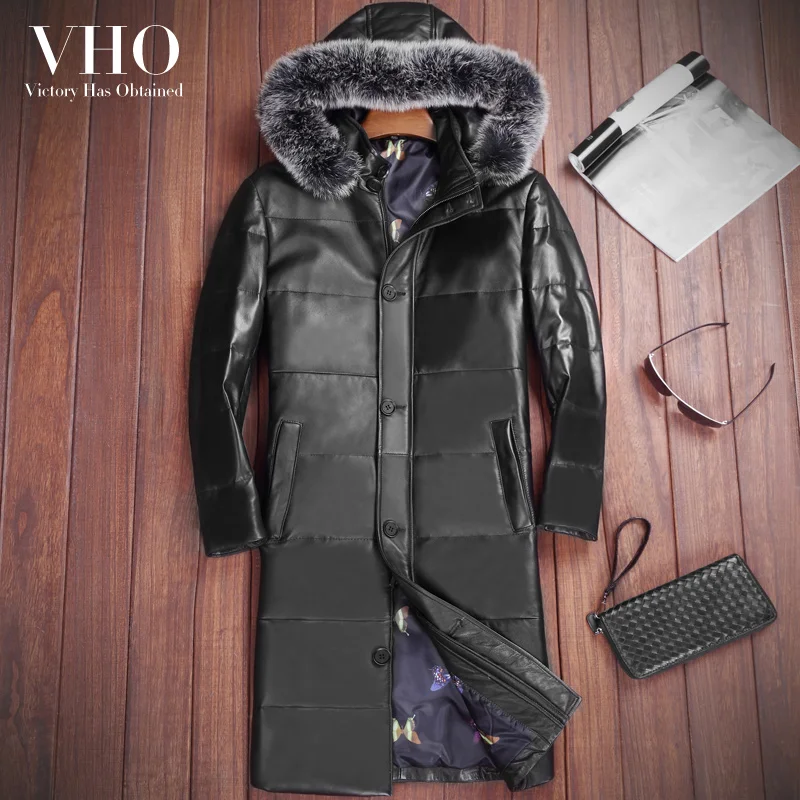 VHO plus size x-long genuine leather jacket coat Over the knee fox fur hooded real sheepskin coats for men fashion dust coat
VHO plus size x-long genuine leather jacket coat Over the knee fox fur hooded real sheepskin coats for men fashion dust coat