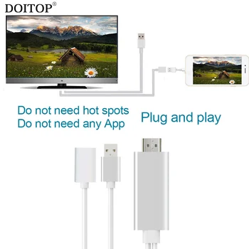 DOITOP USB 8pin to HDMI Cable HDTV Audio Video Cable AV Cable Adapter Plug and Play 1080P HDMI Cable for iPhone 8/7/6S Plus ipad