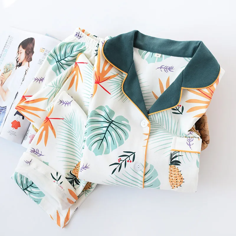 NEW Japanese Pure Cotton Pajamas Sets Kimono Women's Long-sleeved V-neck Pineapple Cute Yukata Spring Autumn Home Service Suit
NEW Japanese Pure Cotton Pajamas Sets Kimono Women's Long-sleeved V-neck Pineapple Cute Yukata Spring Autumn Home Service Suit