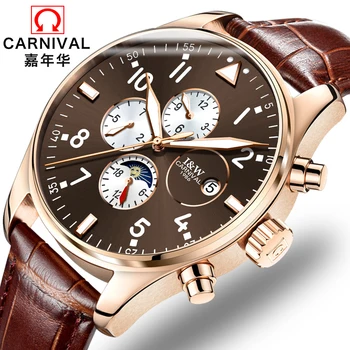 Carnival Top Brand Luxury Mens Watches Sapphire Fashion Mechanical wrist Watch Multifunction 6 Hands moon phase waterproof reloj
Carnival Top Brand Luxury Mens Watches Sapphire Fashion Mechanical wrist Watch Multifunction 6 Hands moon phase waterproof reloj