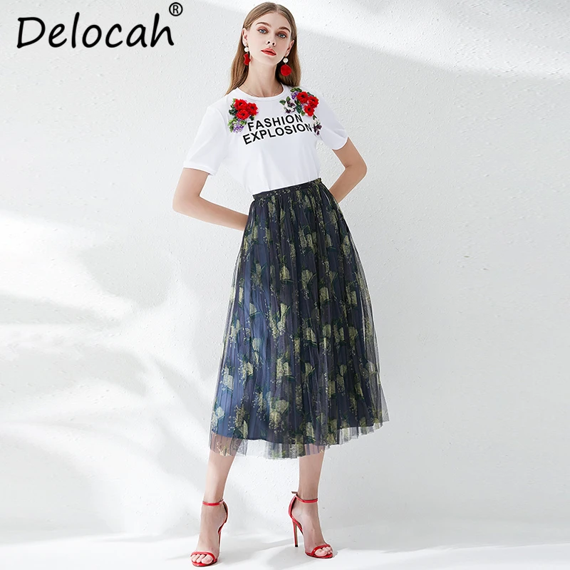 Delocah New 2019 Summer Women Skirt Runway Fashion Designer Mesh Overlay Floral Print High Waist Casual pleated A-Line Skirt
Delocah New 2019 Summer Women Skirt Runway Fashion Designer Mesh Overlay Floral Print High Waist Casual pleated A-Line Skirt
