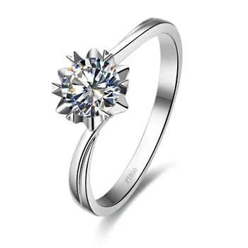 Snowflake Design Solid 18K White Gold Brand Moissanite Jewelry 0.5CT Solitaire Moissanite Diamond Positive Engagement Ring
Snowflake Design Solid 18K White Gold Brand Moissanite Jewelry 0.5CT Solitaire Moissanite Diamond Positive Engagement Ring