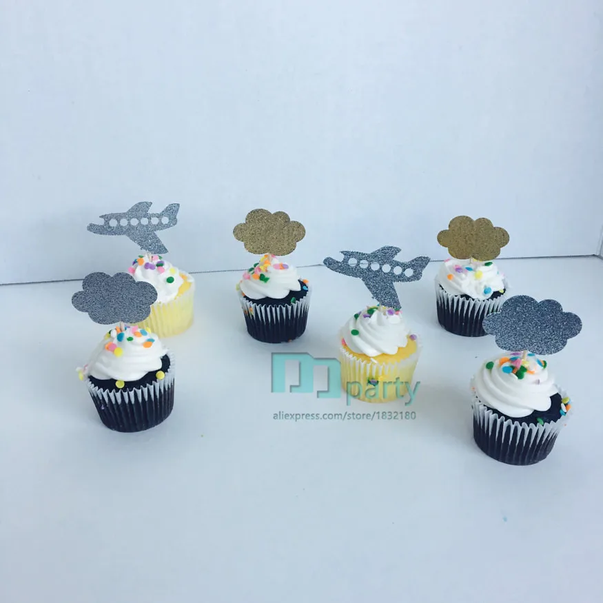12cps gold Airplanes and clouds cupcake toppers First birthday. Going away party. Baby shower props. Time flys theme party
12cps gold Airplanes and clouds cupcake toppers First birthday. Going away party. Baby shower props. Time flys theme party