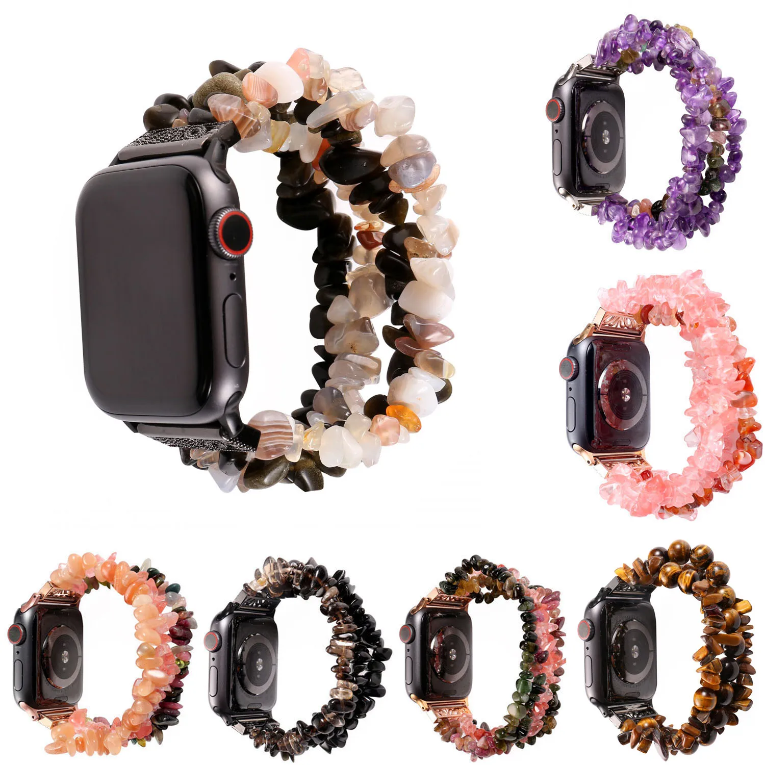 Женский ремешок для часов Apple Watch 38 мм 40 42 44 браслет из натурального агата iWatch